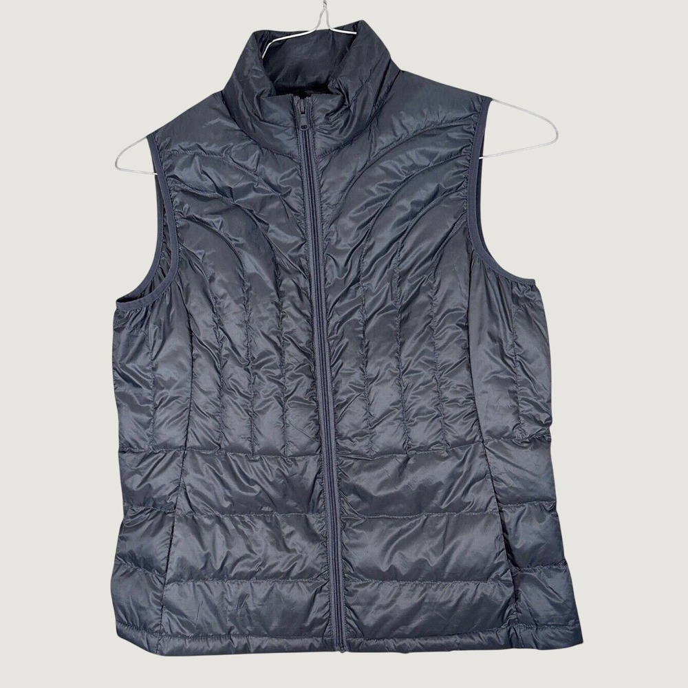 Be Inspired Dow Vest Women's Large Gray Quilted Full Zip Puffer Lightweight